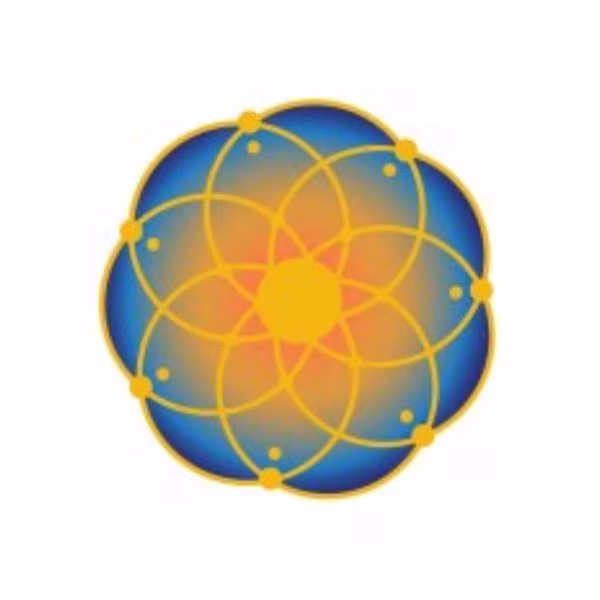 Logotipo de The Ketamine Research Foundation: mandala de círculos dorados sobre fondo azul