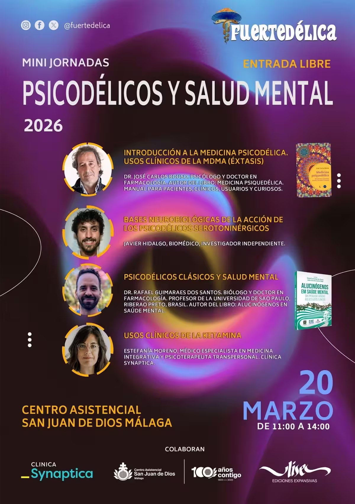 Cartel de las mini jornadas Psicodélicos y salud mental, Málaga 2026